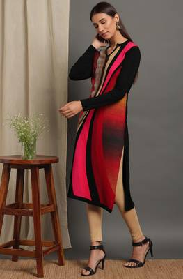 Janasya Women's Multicolor Woolen Kurta 2