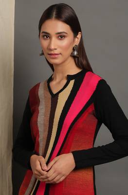Janasya Women's Multicolor Woolen Kurta 5