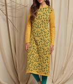 Janasya Women's Yellow Woolen Kurta