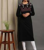 Janasya Women's Black Woolen Kurta
