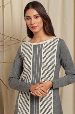 Janasya Women's Grey Woolen Kurta 5