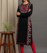 Janasya Women's Black Woolen Kurta