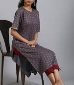 Janasya Grey printed rayon ethnic kurtis
