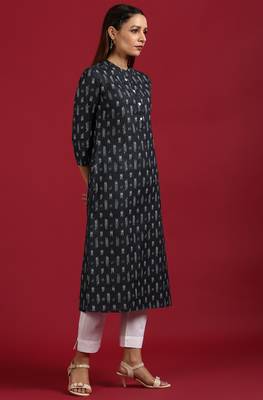 Grey printed cotton ethnic kurtis 2
