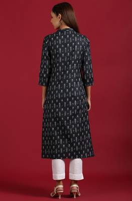 Grey printed cotton ethnic kurtis 3