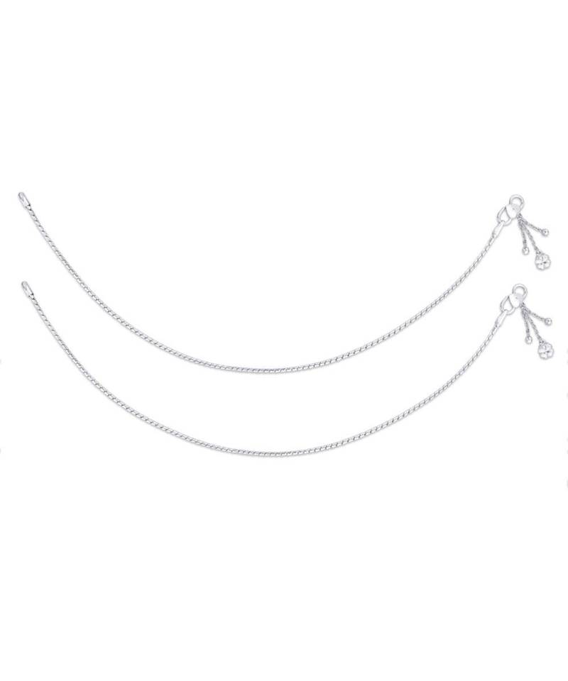 Flower Charms Silver Anklets-ANK093