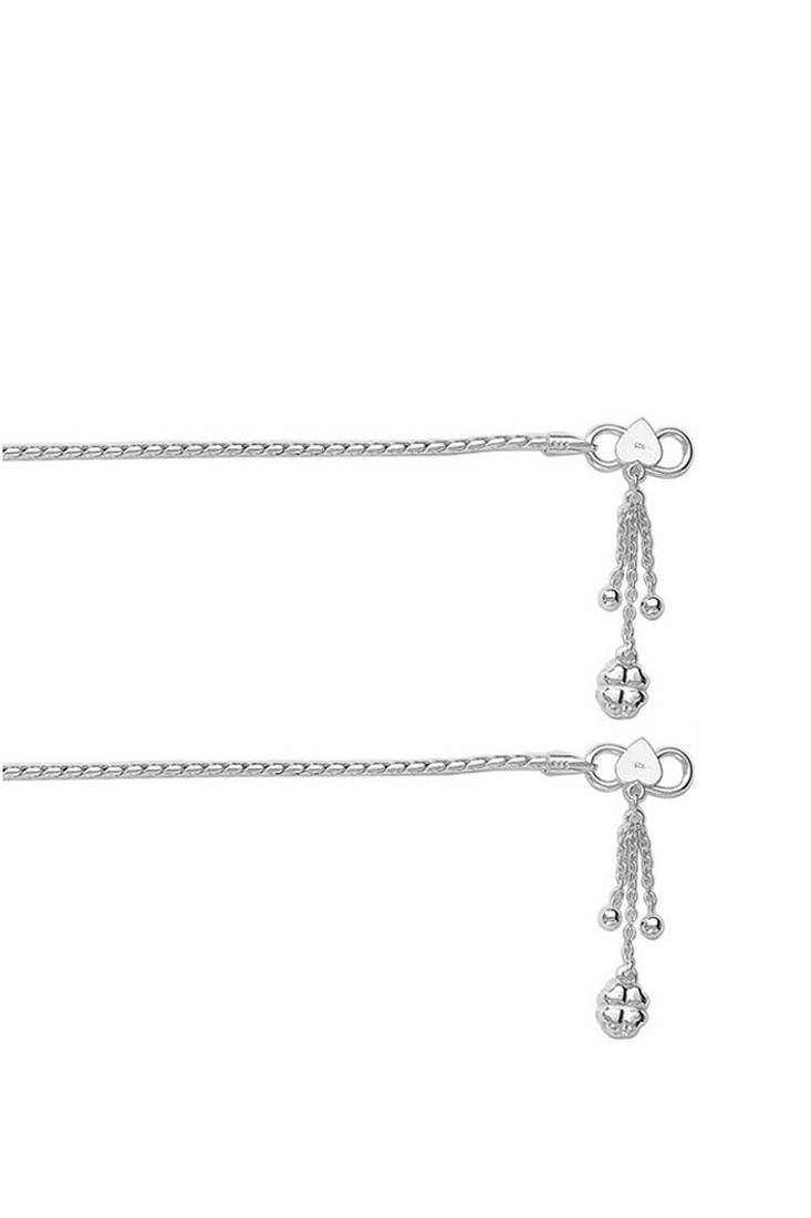 Flower Charms Silver Anklets-ANK093