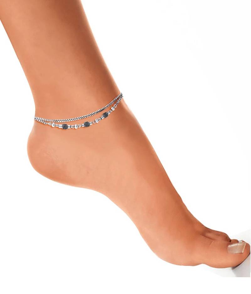 Double Chain Beads Anklets-ANK095