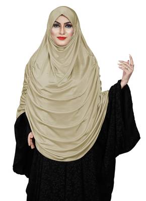 JSDC Women's Namazi Wear Satin Lycra Plain Long Chaderi Abaya Hijab With Naqab & Frills Style 2