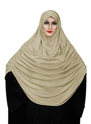 JSDC Women's Namazi Wear Satin Lycra Plain Long Chaderi Abaya Hijab With Naqab & Frills Style 3