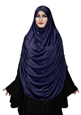JSDC Women's Outdoor Wear Satin Lycra Plain Long Chaderi Abaya Hijab With Naqab & Frills Style 1