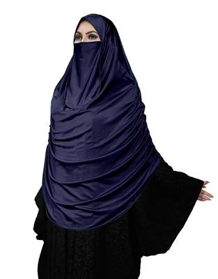 JSDC Women's Outdoor Wear Satin Lycra Plain Long Chaderi Abaya Hijab With Naqab & Frills Style 2