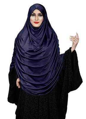 JSDC Women's Outdoor Wear Satin Lycra Plain Long Chaderi Abaya Hijab With Naqab & Frills Style 3