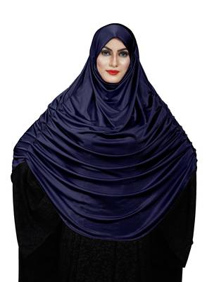 JSDC Women's Outdoor Wear Satin Lycra Plain Long Chaderi Abaya Hijab With Naqab & Frills Style 4