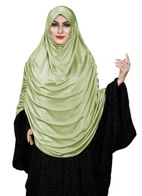 JSDC Women's Occasion Wear Satin Lycra Plain Long Chaderi Abaya Hijab With Naqab & Frills Style 3
