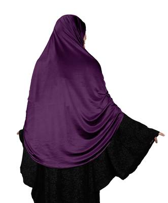 JSDC Women's Occasion Wear Satin Lycra Plain Long Chaderi Abaya Hijab With Naqab & Frills Style 5