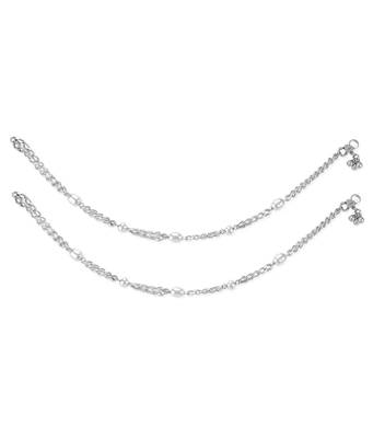 Chain Bead Silver Anklets-ANK102 1