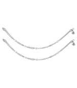 Chain Bead Silver Anklets-ANK102