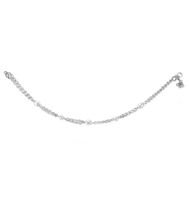 Chain Bead Silver Anklets-ANK102