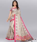 Latest Designer Cotton blend Khadi silk Printed saree with Blouse