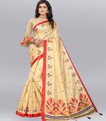 Latest Designer Cotton blend Khadi silk Printed saree with Blouse