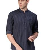 Blue woven pure cotton men-kurtas