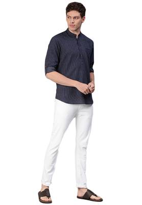 Blue woven pure cotton men-kurtas 4