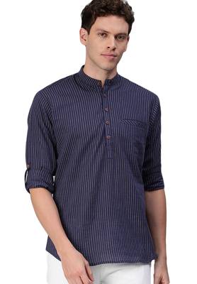 Blue woven pure cotton men-kurtas 1