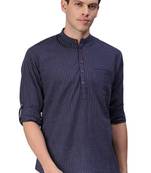 Blue woven pure cotton men-kurtas