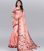 Latest Designer Cotton blend Khadi silk Printed saree with Blouse