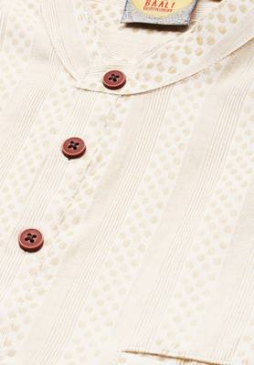 Beige woven pure cotton men-kurtas 5