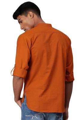 Orange plain pure cotton men-kurtas 2