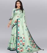 Latest Designer Cotton blend Khadi silk Printed saree with Blouse