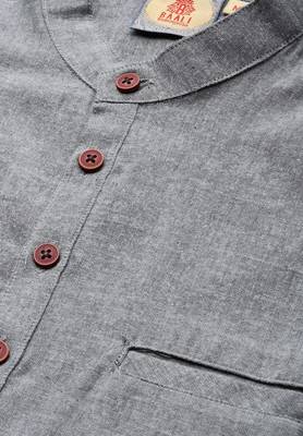 Grey woven pure cotton men-kurtas 5
