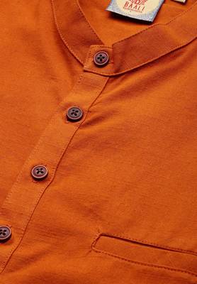 Orange plain pure cotton men-kurtas 5