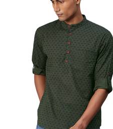Green woven pure cotton men-kurtas