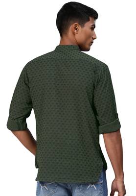 Green woven pure cotton men-kurtas 3