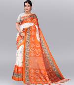 Latest Designer Cotton blend Art silk Bandhani Printed saree with Blouse