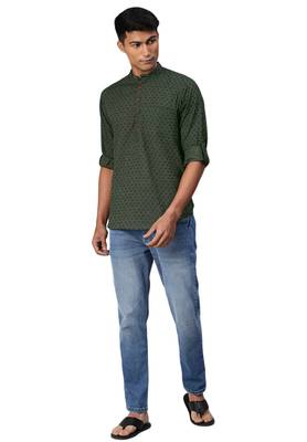 Green woven pure cotton men-kurtas 1