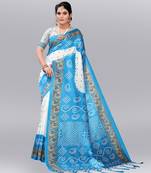 Latest Designer Cotton blend Art silk Bandhani Printed saree with Blouse