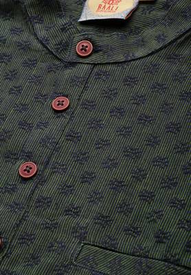 Green woven pure cotton men-kurtas 5