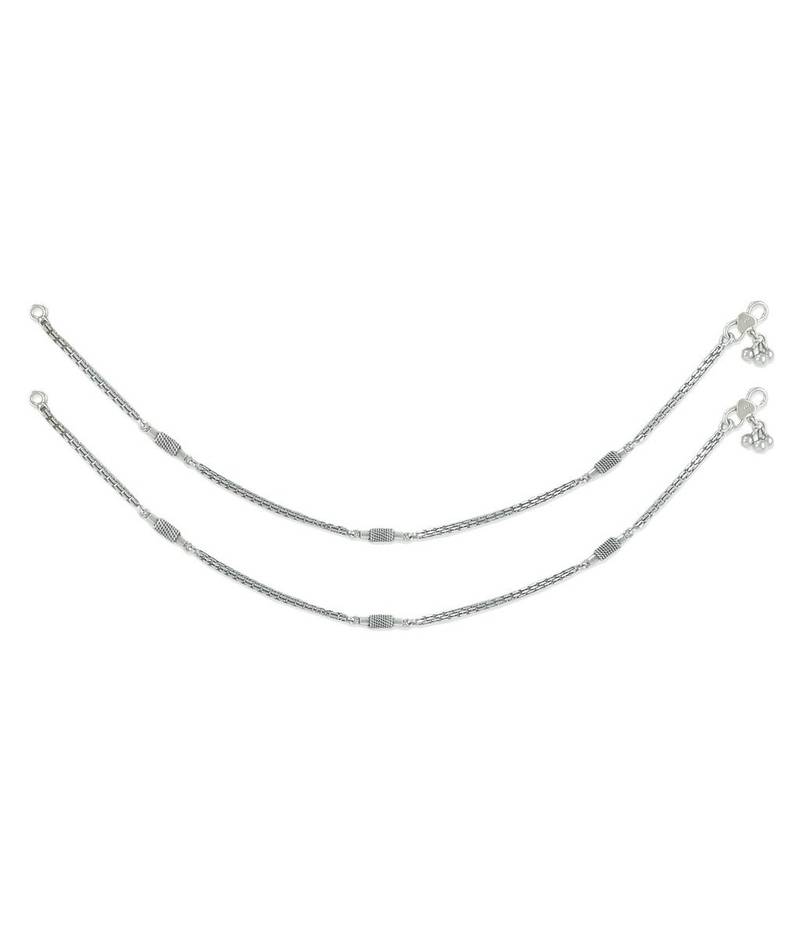 Traditional Vibes Silver Anklets-ANK103