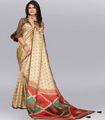 Latest Designer Cotton blend Khadi silk Printed saree with Blouse