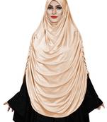 JSDC Women Skin Color Satin Lycra Plain Long Chaderi Abaya Hijab With Naqab & Frills Style