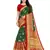 Green printed silk blend saree with blouse