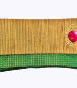 Designer Checks green and golden Clutch