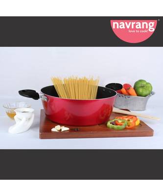 Navrang Jumbo Pan Kadhai 24 cm with Lid (Aluminium, Non-stick) 1