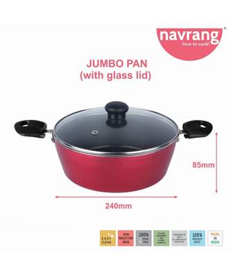 Navrang Jumbo Pan Kadhai 24 cm with Lid (Aluminium, Non-stick) 2