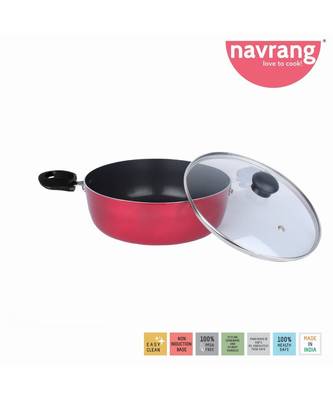 Navrang Jumbo Pan Kadhai 24 cm with Lid (Aluminium, Non-stick) 5