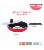 Navrang Straight Fry Pan 23 cm diameter with Lid (Aluminium, Non-stick)